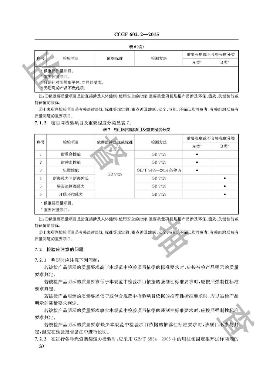 安全网产品质量监督抽查实施规范