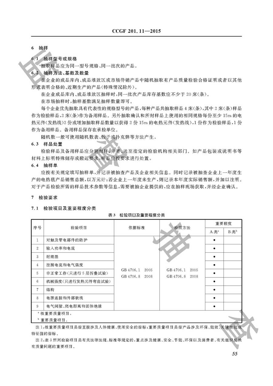 电热毯产品质量监督抽查实施规范