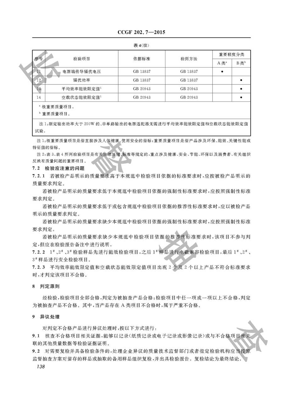 电源适配器产品质量监督抽查实施规范