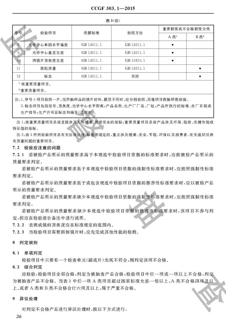 老视成镜产品质量监督抽查实施规范