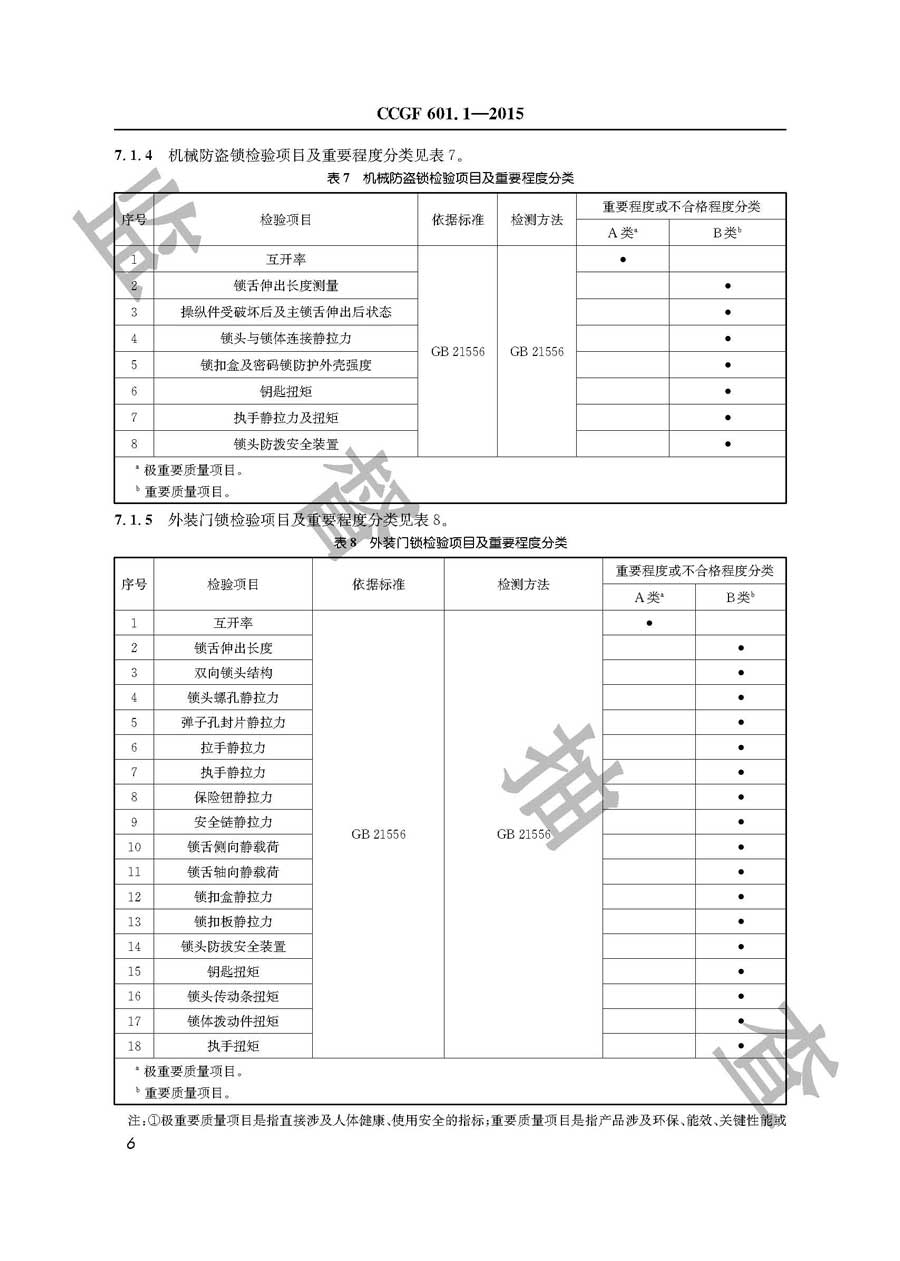 锁具产品质量监督抽查实施规范