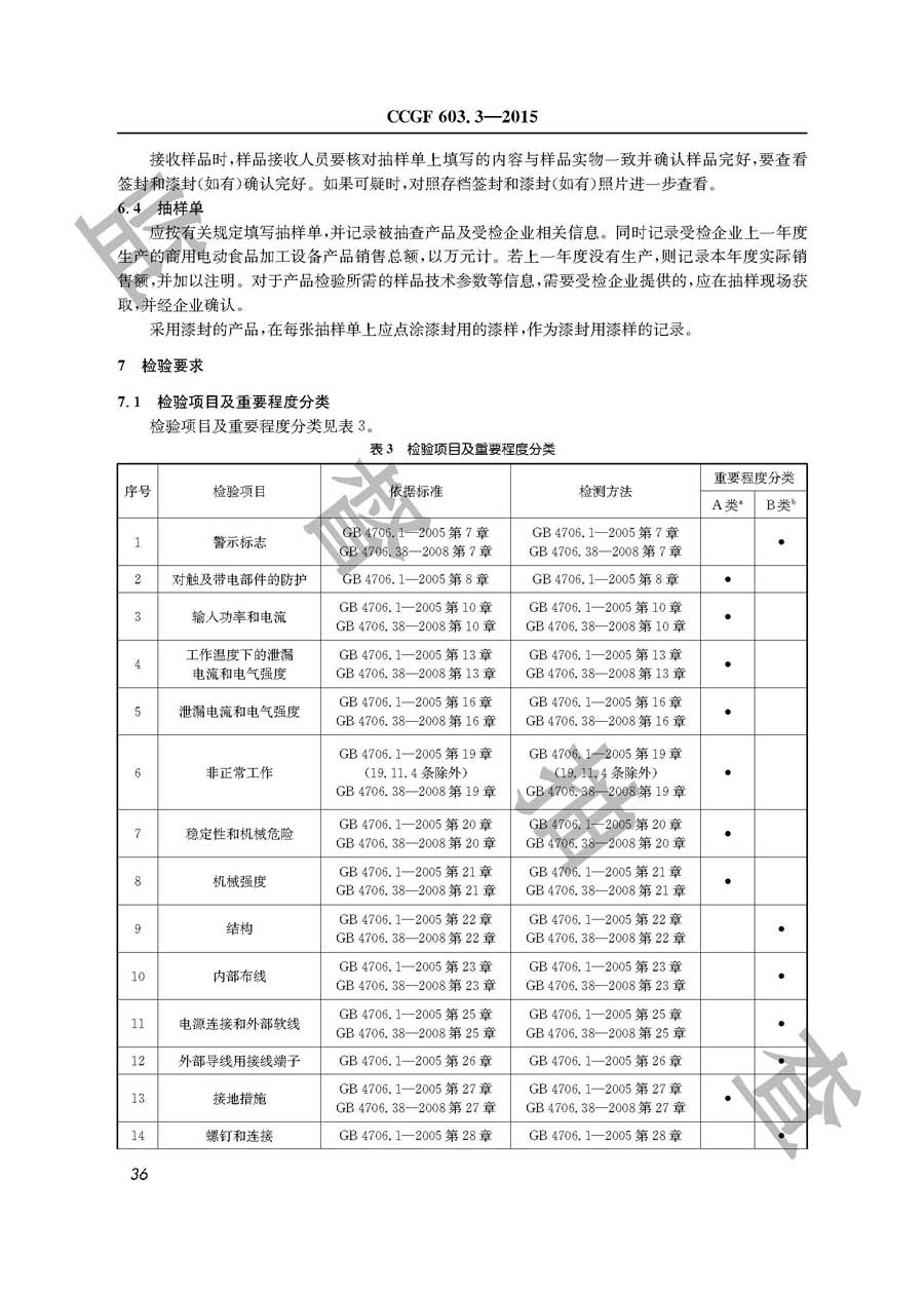 商用电动食品加工设备产品质量监督抽查实施规范