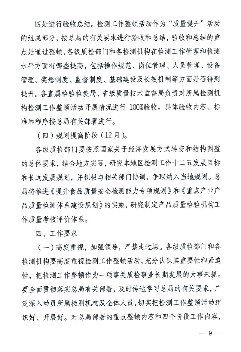 关于印发《关于在全国质检系统开展检测工作整顿的活动方案》的通知