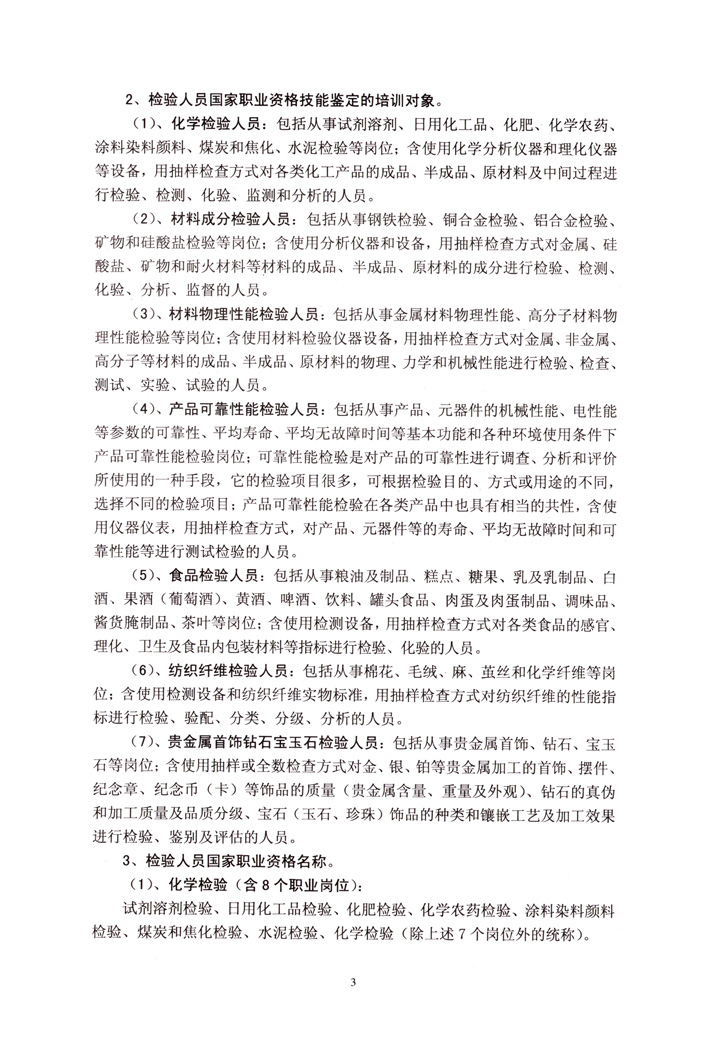 中国质量检验协会《关于开展检验人员国家职业资格培训工作的通知》