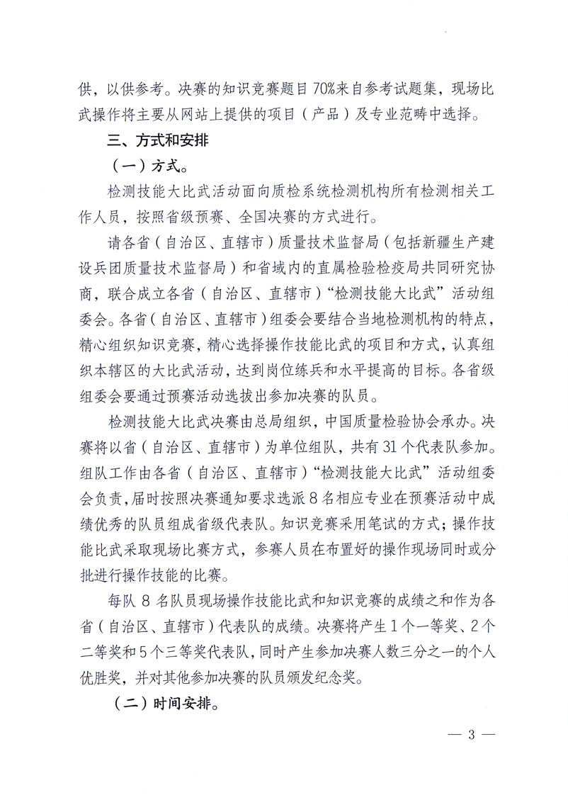 国家质量监督检验检疫总局《关于印发<全国质检系统检测技能大比武活动工作方案>的通知》