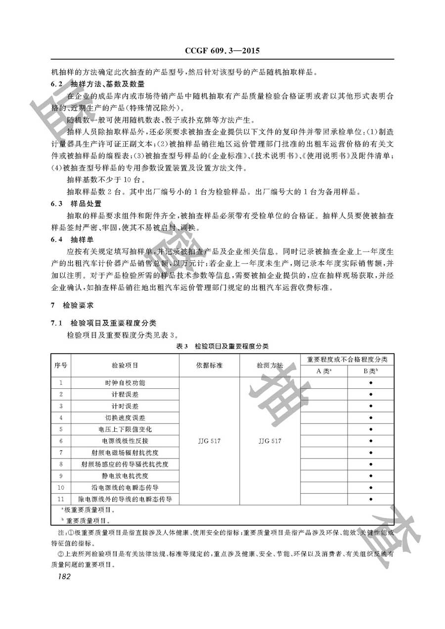 出租汽车计价器产品质量监督抽查实施规范