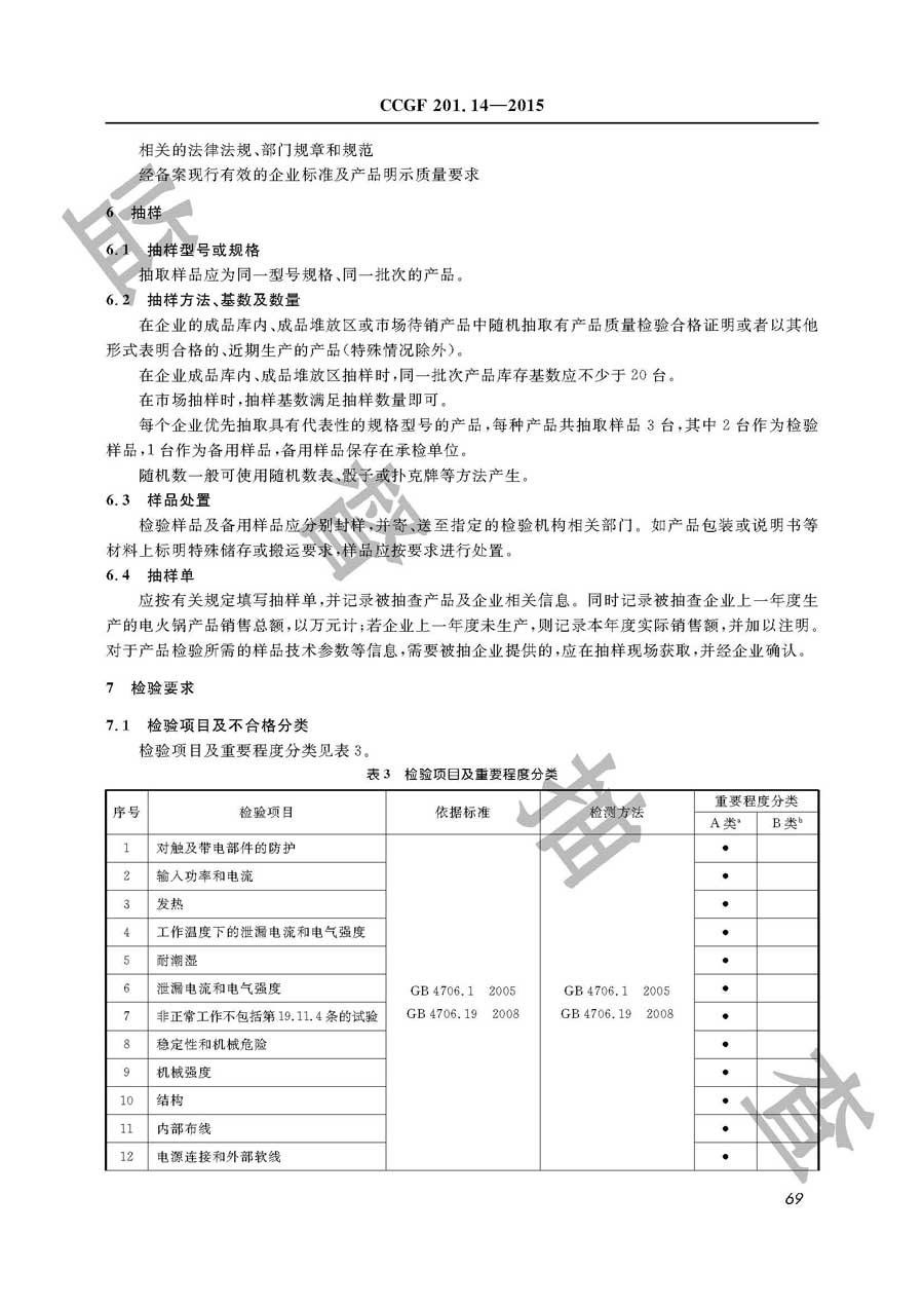 电火锅产品质量监督抽查实施规范