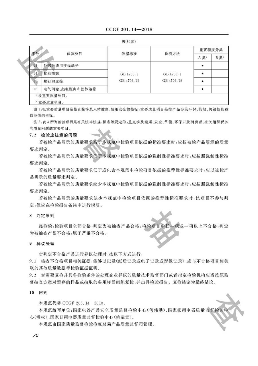 电火锅产品质量监督抽查实施规范