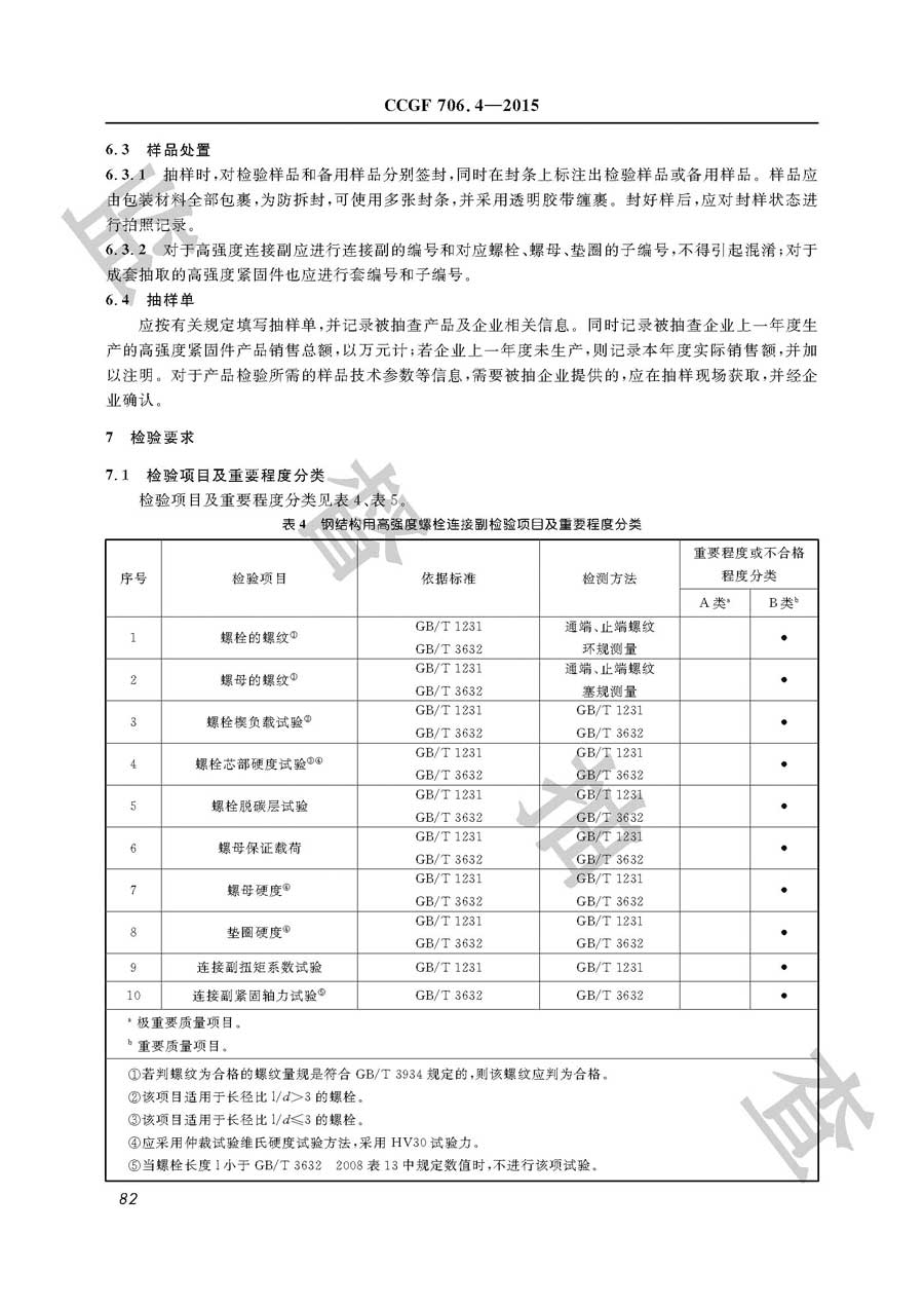 高强度紧固件产品质量监督抽查实施规范