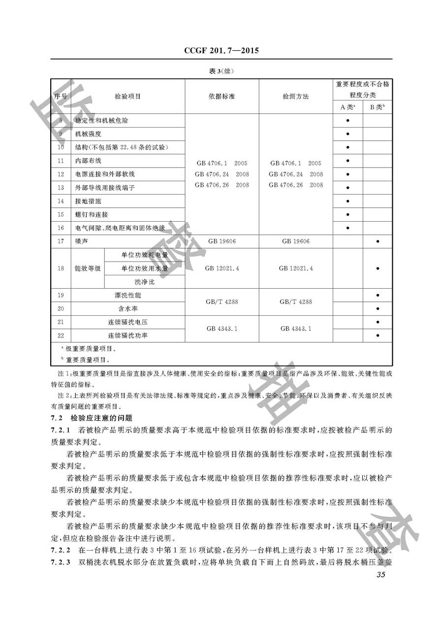 家用电动洗衣机产品质量监督抽查实施规范