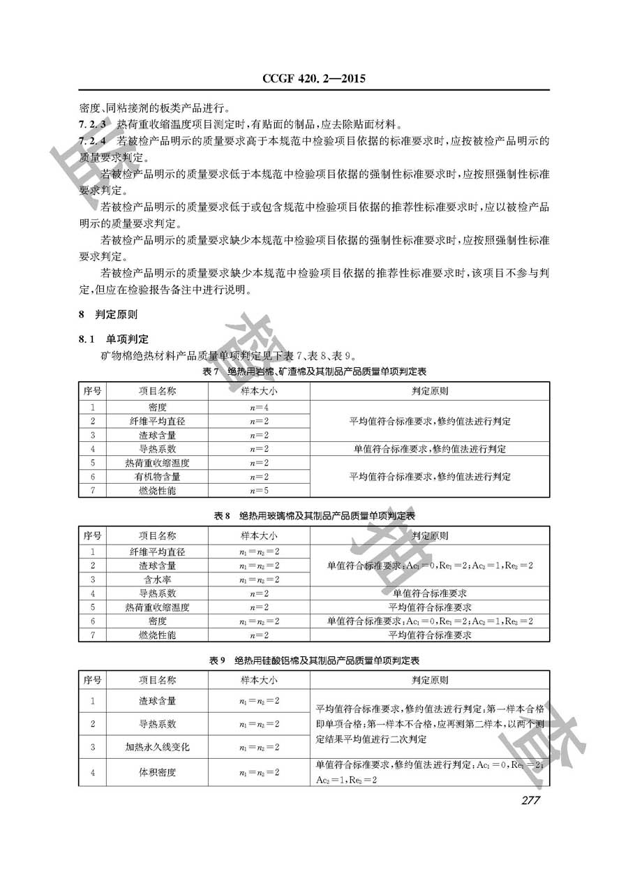 矿物棉绝热材料产品质量监督抽查实施规范