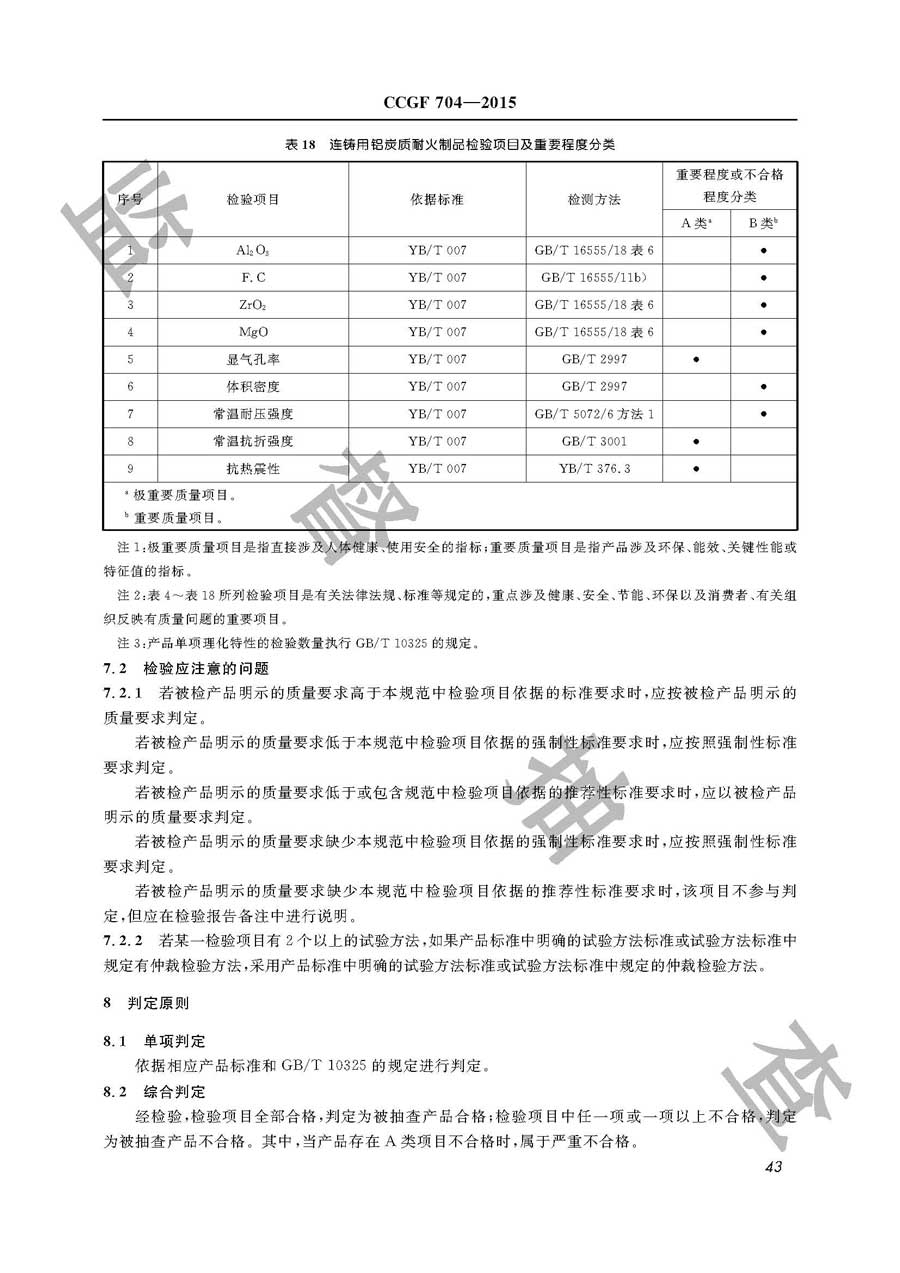 耐火材料产品质量监督抽查实施规范