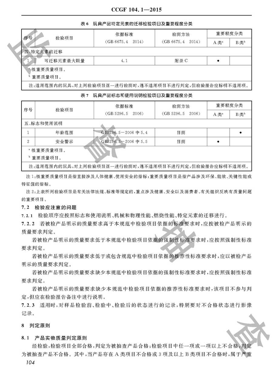 玩具产品质量监督抽查实施规范