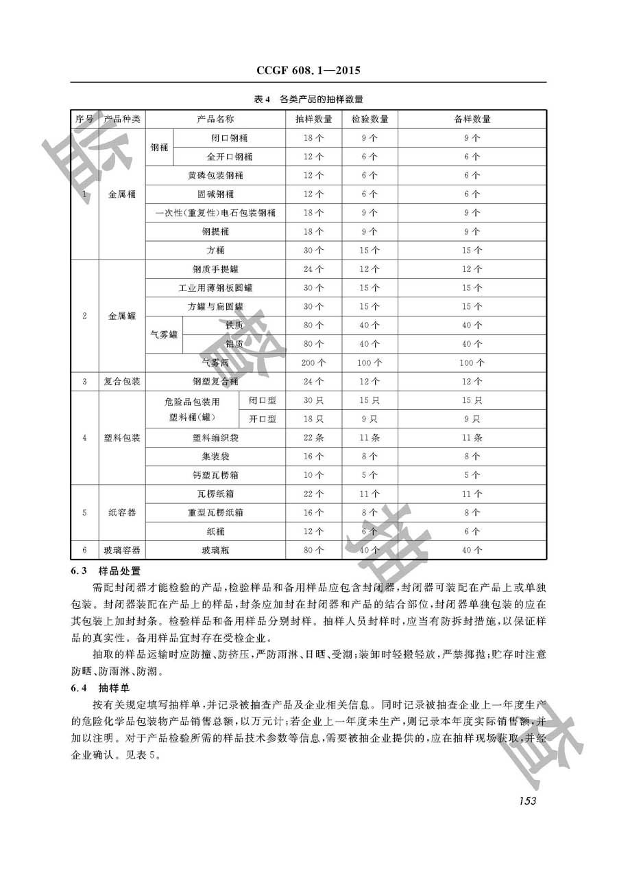 危险化学品包装物产品质量监督抽查实施规范