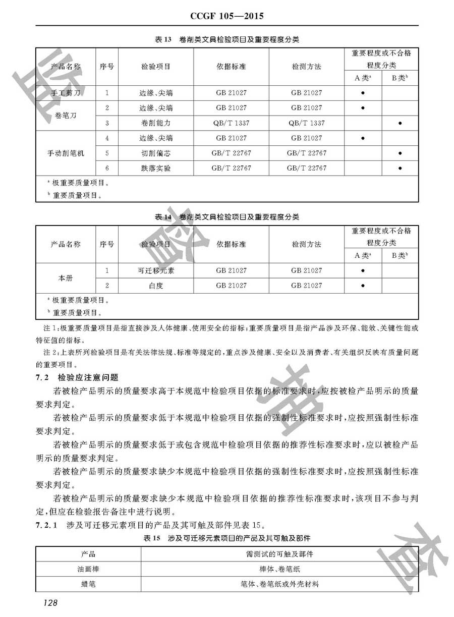 学生用品产品质量监督抽查实施规范