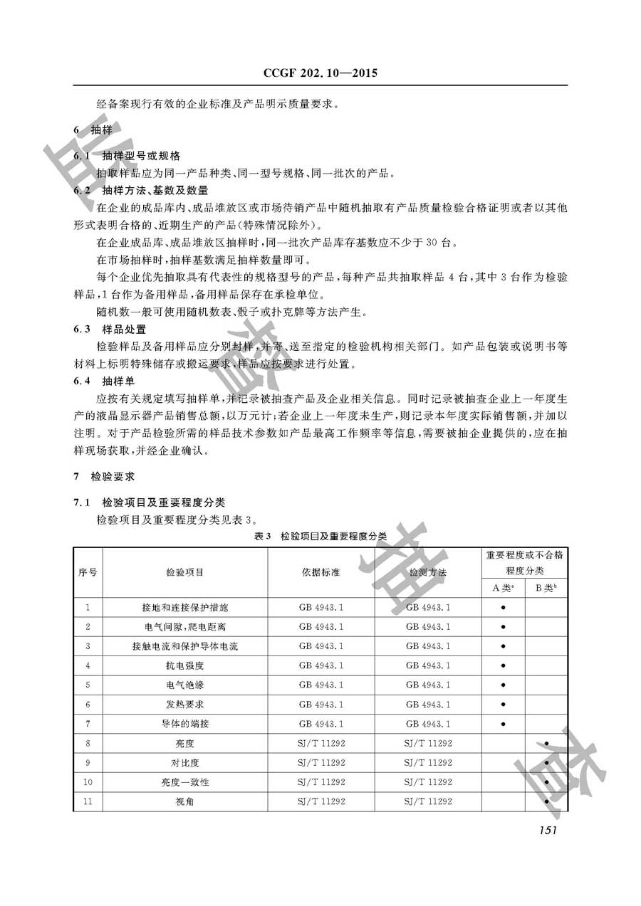 液晶显示器产品质量监督抽查实施规范