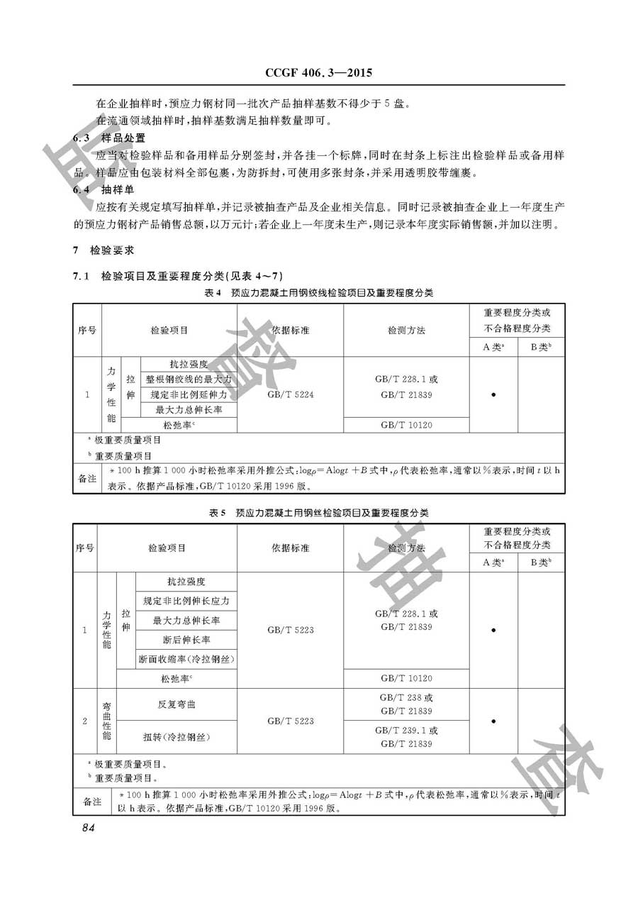 预应力混凝土用钢材产品质量监督抽查实施规范