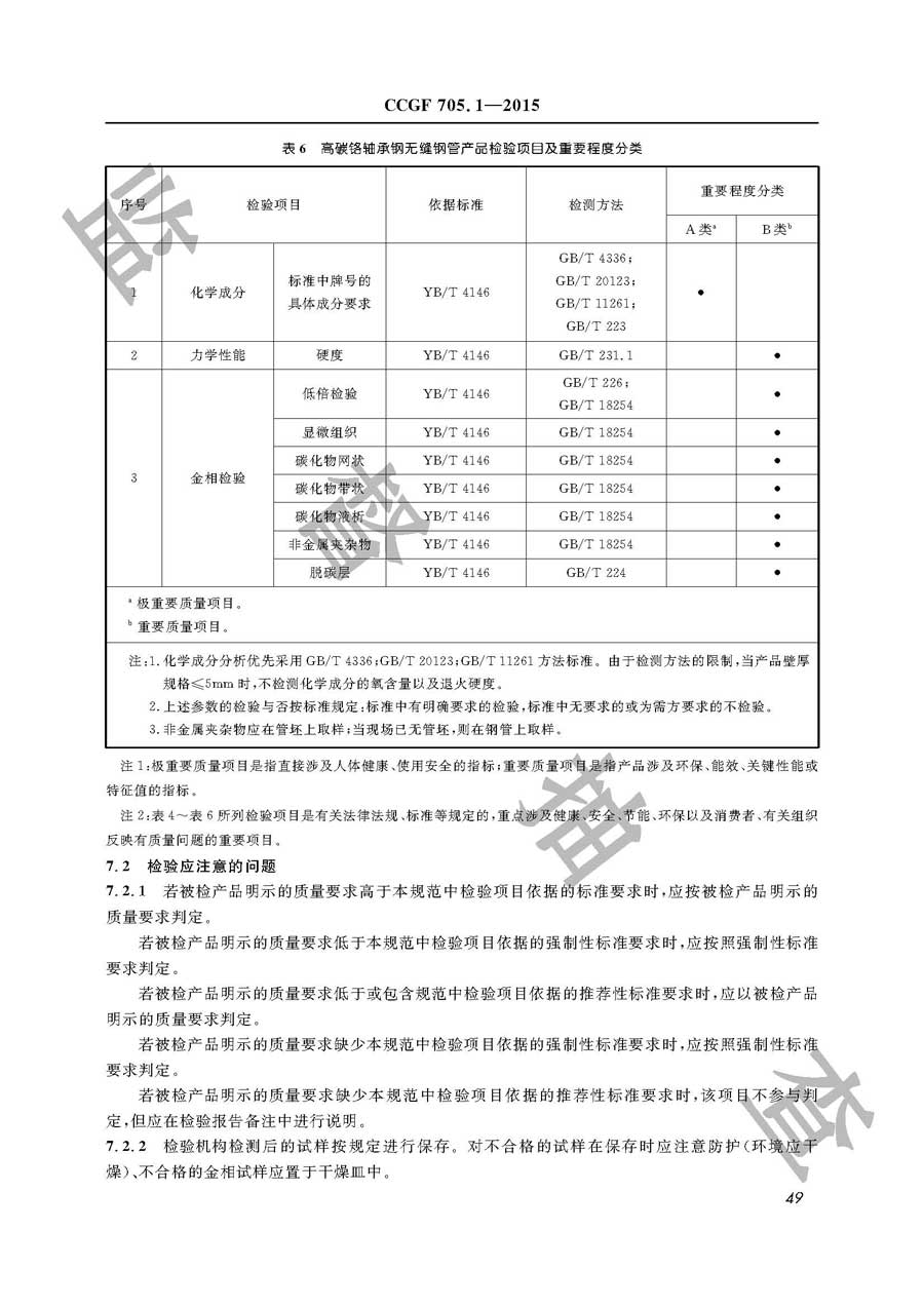 轴承钢材产品质量监督抽查实施规范