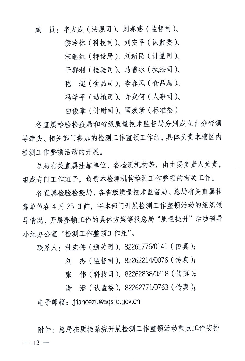 关于印发《关于在全国质检系统开展检测工作整顿的活动方案》的通知